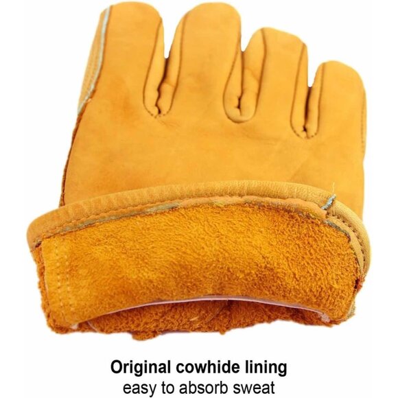 Women Yellow Cowhide Garden Leather Gloves for Construction Utility Chainsaw - Picture 4 of 7